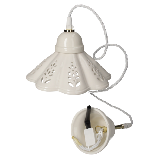 LAMPADARIO IN CERAMICA CON CATENA IN METALLO