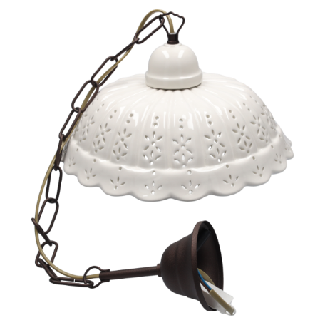 LAMPADARIO IN CERAMICA CON CATENA IN METALLO