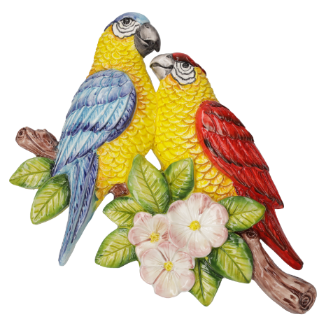 PLACCA A MURO PAPPAGALLI IN CERAMICA