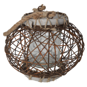 CESTO DECORATIVO PORTACANDELE IN JUTA INTRECCIATO