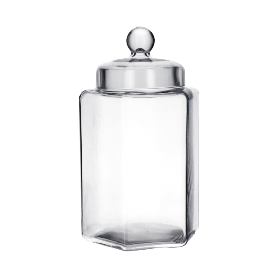 BARATTOLO ESAGONALE IN VETRO