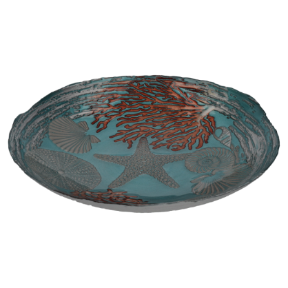 CENTROTAVOLA IN VETRO CON FANTASIA MARINA