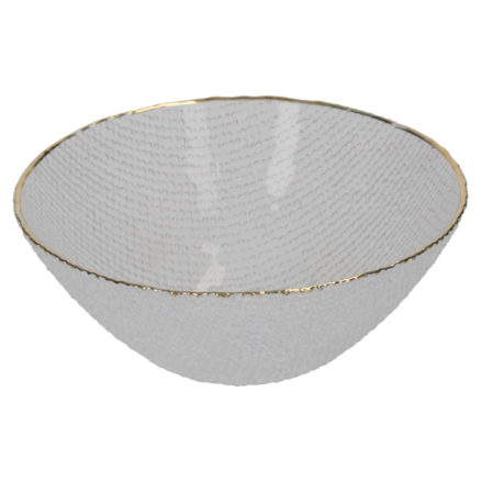 BOWL IN VETRO TRASPARENTE BORDO ORO