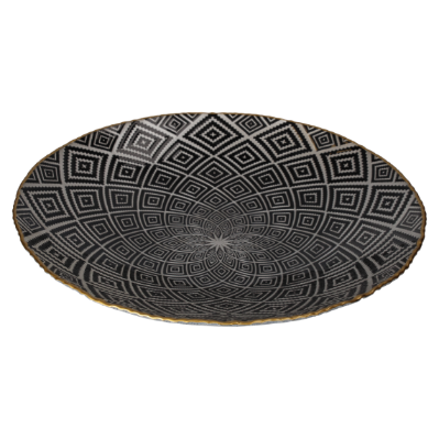 CENTROTAVOLA IN VETRO NERO/ARGENTO