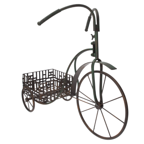 TRICICLO PORTAPIANTE IN FERRO CON CESTINO
