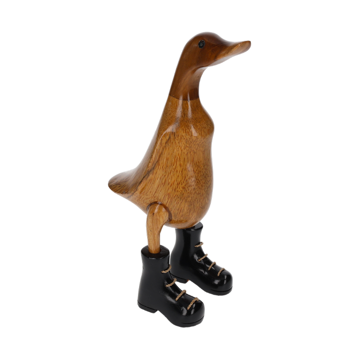 PAPERA IN LEGNO CON SCARPE NERE