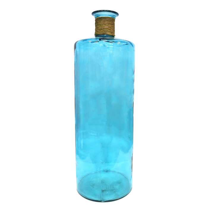 BOTTIGLIONE DECORATIVO IN VETRO CON RAFIA