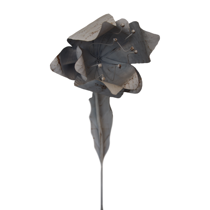 PIANTONE IN FERRO CON FIORE BIANCO DRITTO