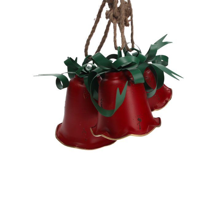 TRIS CAMPANE NATALIZIE ROSSE FIOCCO VERDE