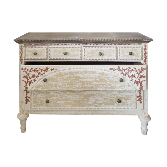 CREDENZA 6 CASSETTI FREGIO ROSSO