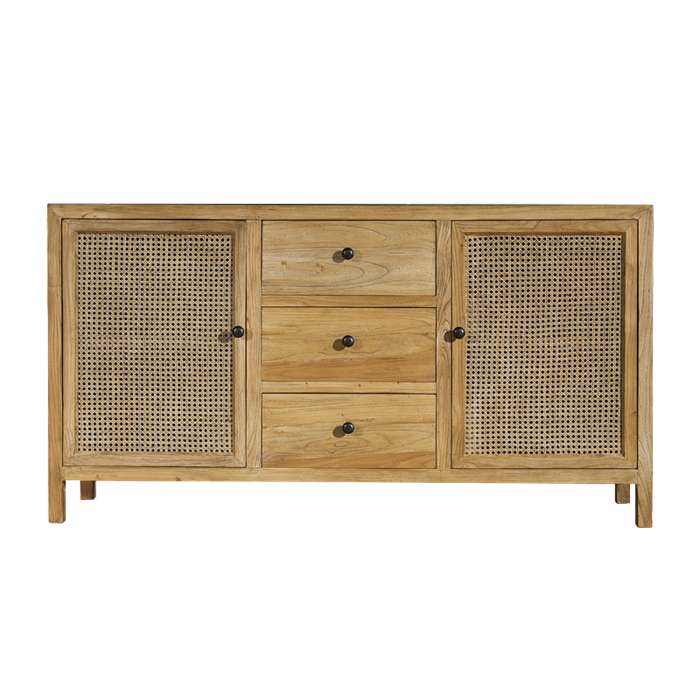 CREDENZA 3 CASSETTI 2 ANTE PAGLIA DI VIENNA