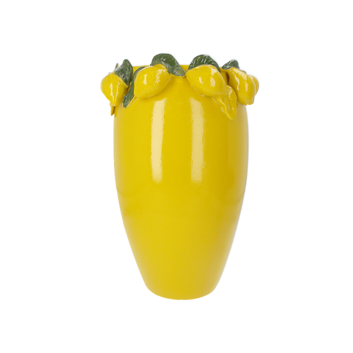VASO LIMONI CON FOGLIE IN CERAMICA