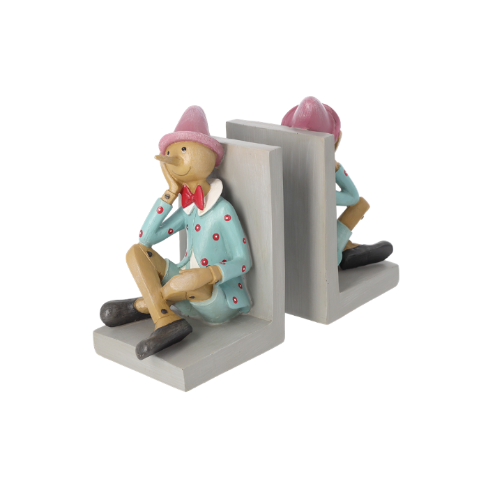 COPPIA PINOCCHIO FERMALIBRI IN RESINA