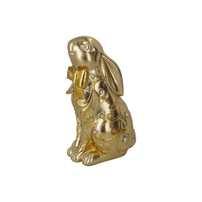 CONIGLIETTO DECORATIVO DORATO IN RESINA