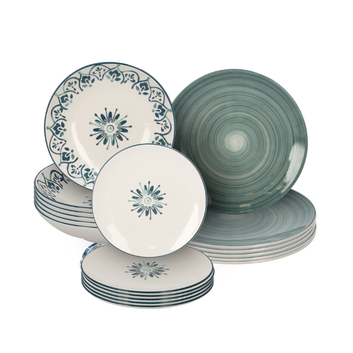 SET 18 PIATTI IN CERAMICA DECOR