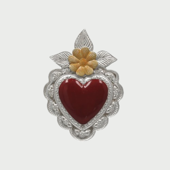 CUORE DECORATIVO ARGENTO E ROSSO