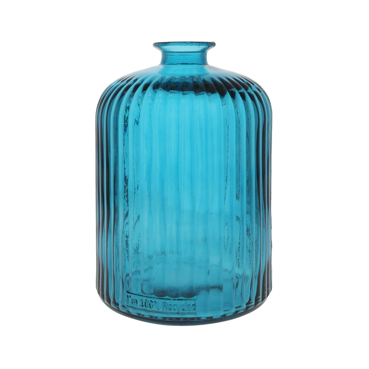 BOTTIGLIA RIGATA TURCHESE IN VETRO H23 D14