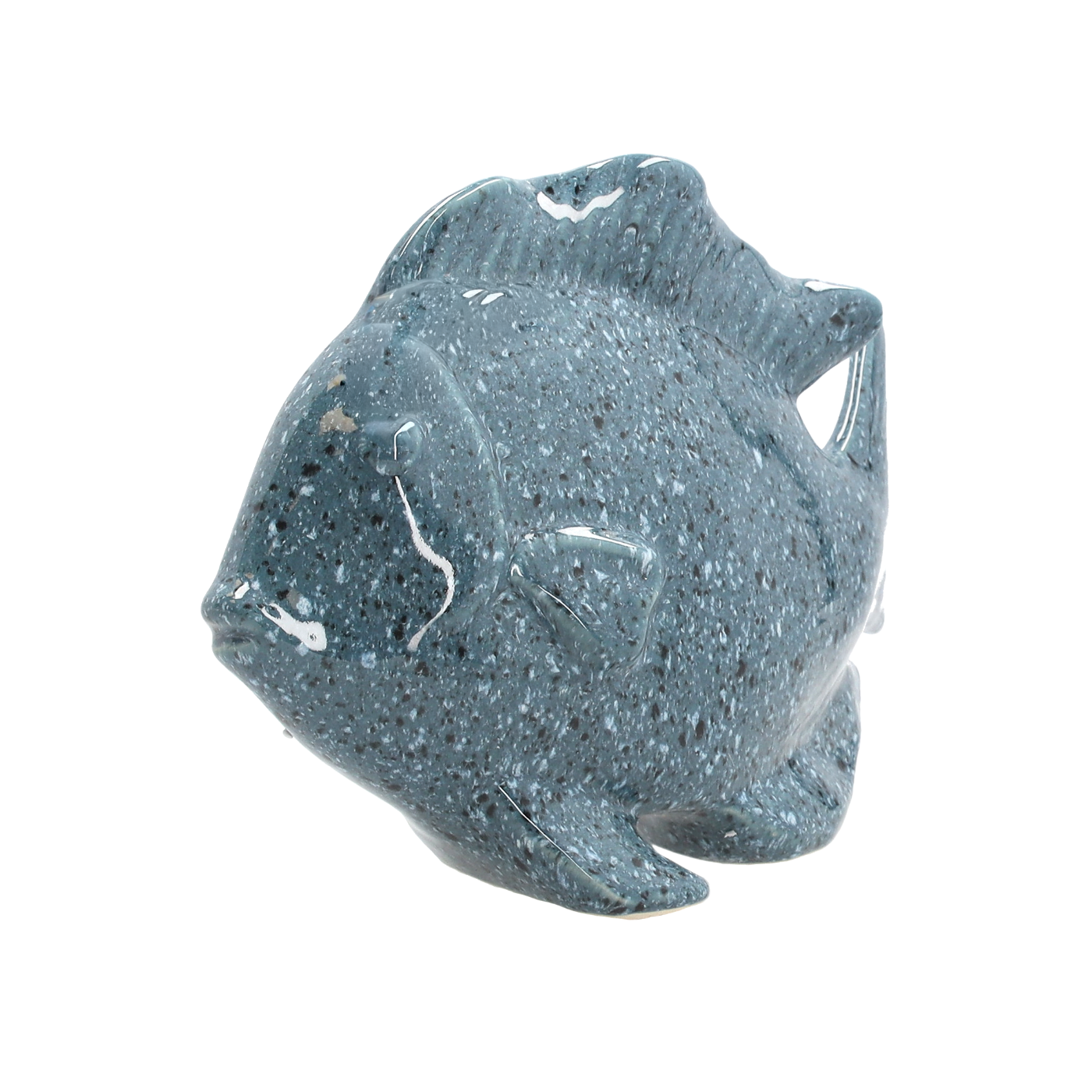 SCULTURA PESCE IN CERAMICA EFFETTO GRANITO  H.22×31×12