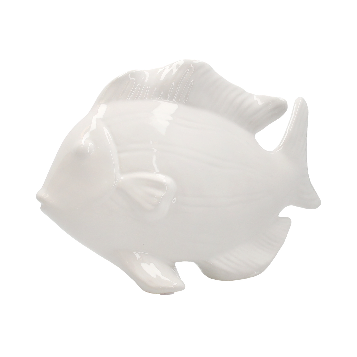 SCULTURA PESCE BIANCO IN CERAMICA  H.22×31×12