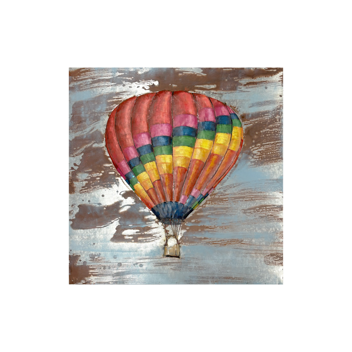 QUADRO DECORATIVO IN METALLO MONGOLFIERA RAINBOW 80X80X8 CM