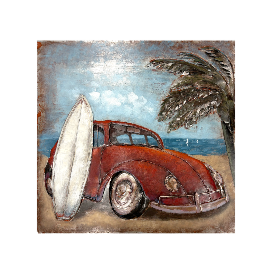 QUADRO DECORATIVO IN METALLO MAGGIOLINO 100X100X10 CM