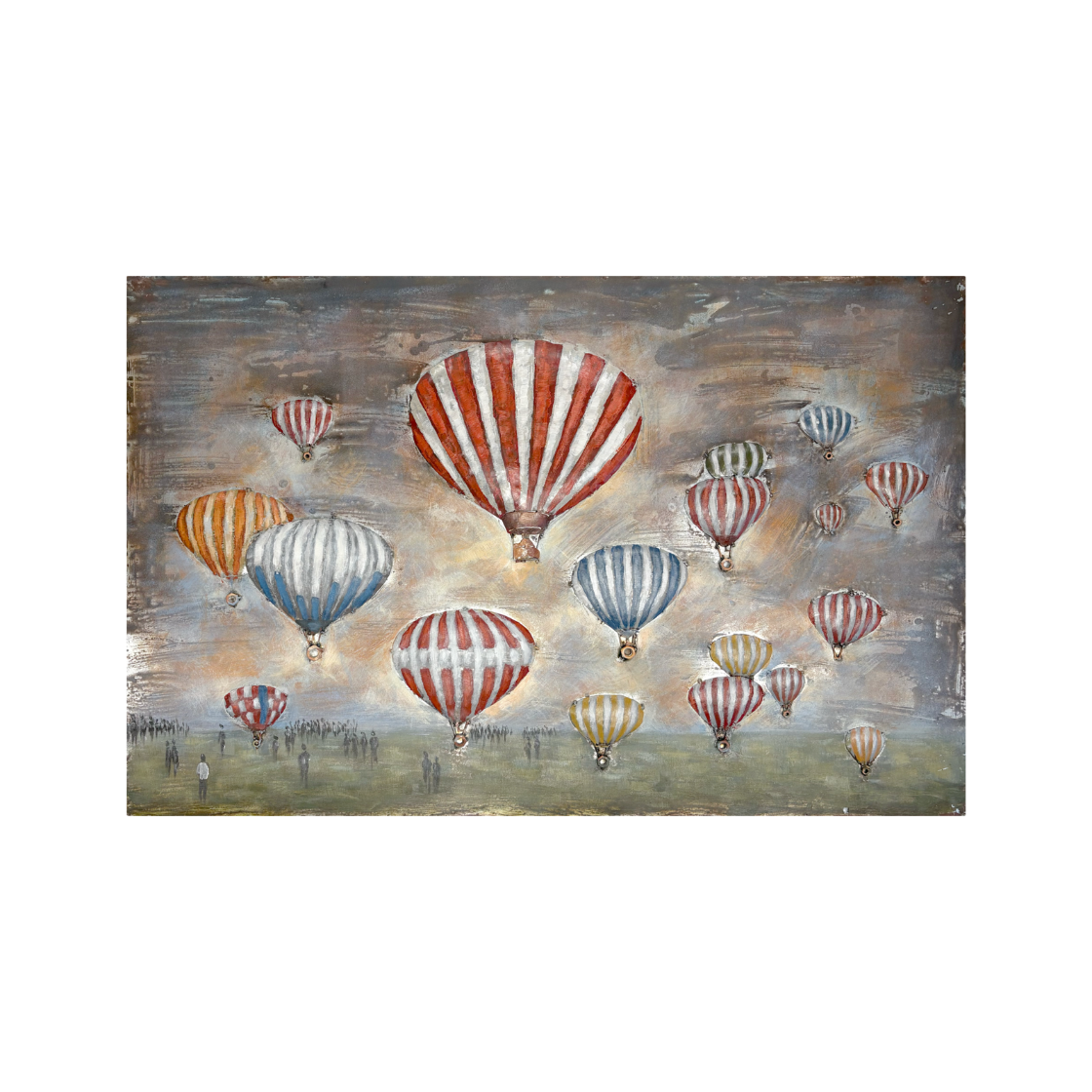 QUADRO DECORATIVO IN METALLO MONFOLFIERE 120X80X8 CM